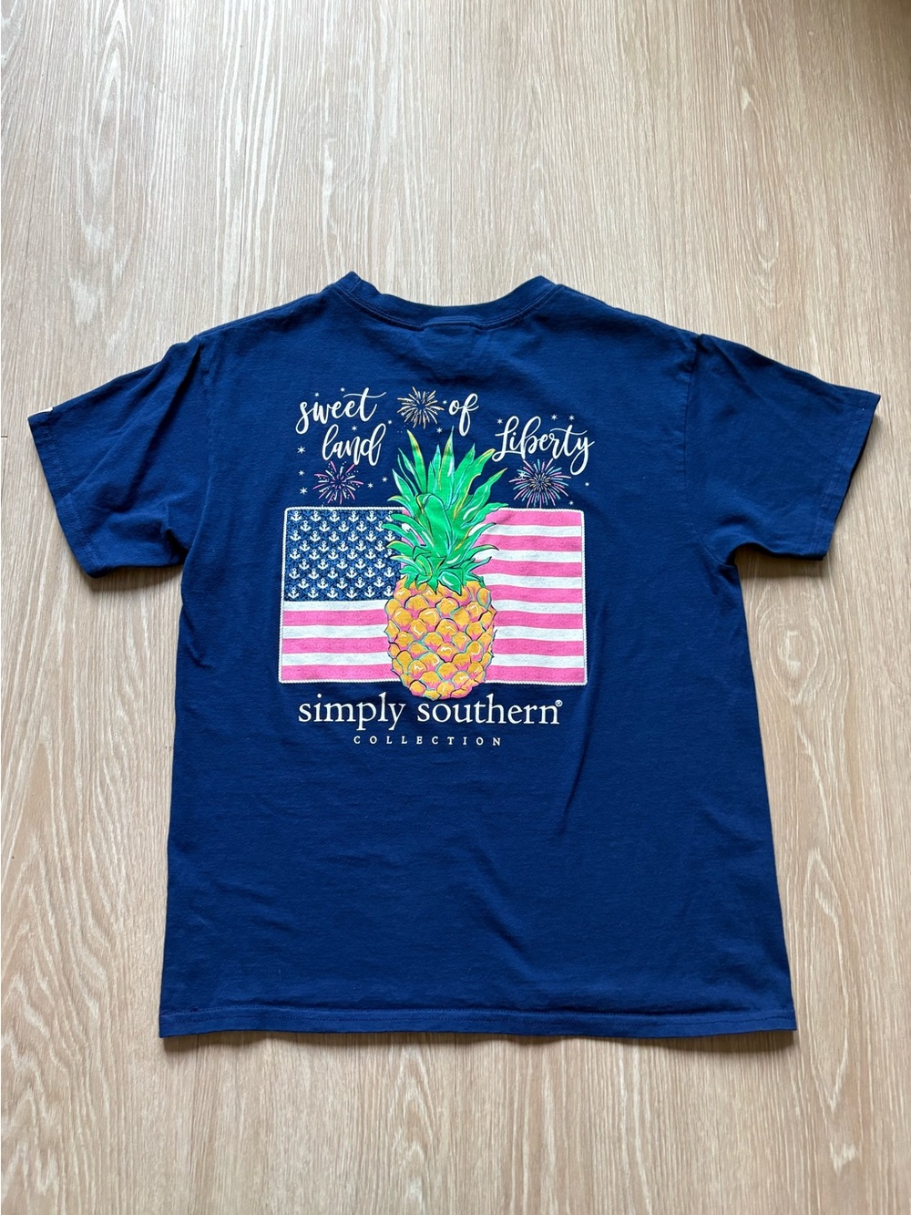 Simply Southern Navy Pineapple & Flag Short Sleeve Tee … sweet land of liberty